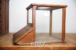 Antique Store Counter Candy Peanut Dispenser Glass Display Case wood cabinet VTG