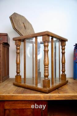 Antique Store Counter Display Case Vintage Cabinet Wood Glass Ballot Box