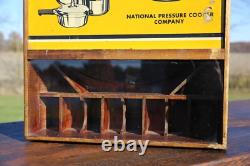 Antique Store Display Kitchen Presto Cooker Pots Pans Glass Display Cabinet VTG