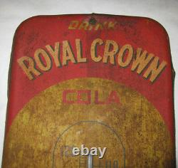 Antique USA Royal Crown Soda Metal Glass Country Store Bottle Thermometer Sign