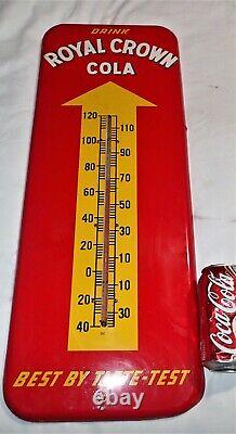 Antique USA Royal Crown Soda Metal Glass Country Store Nehi Co. Thermometer Sign