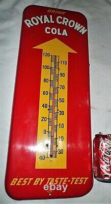 Antique USA Royal Crown Soda Metal Glass Country Store Nehi Co. Thermometer Sign