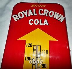 Antique USA Royal Crown Soda Metal Glass Country Store Nehi Co. Thermometer Sign