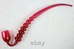 Antique Victorian Nailsea Hand Blown Cranberry Glass Store Display Tobacco Pipe