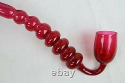 Antique Victorian Nailsea Hand Blown Cranberry Glass Store Display Tobacco Pipe