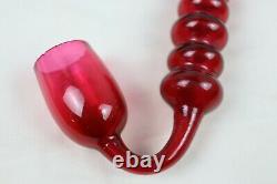 Antique Victorian Nailsea Hand Blown Cranberry Glass Store Display Tobacco Pipe