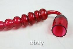 Antique Victorian Nailsea Hand Blown Cranberry Glass Store Display Tobacco Pipe