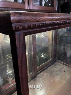 Antique Victorian Oak Egg & Dart Glass General Store Bakery Display Cabinet