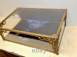 Antique Volupte Brass And Glass Womans Compact Store Display Case