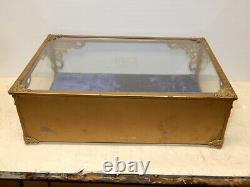 Antique Volupte Brass And Glass Womans Compact Store Display Case