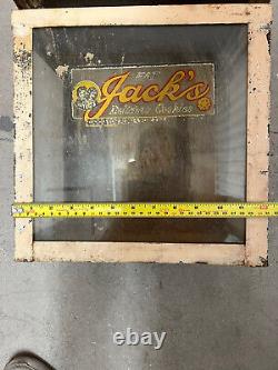 Antique Vtg Jack's Cookies Store Display Case Glass Advertising Box