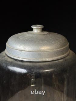 Antique Vtg Sterling Aluminum Metal Glass Tin Bin General Store Display Coffee