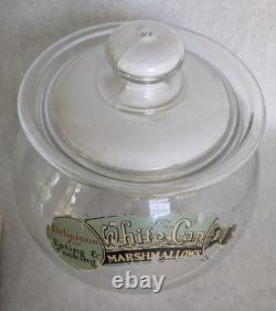 Antique White Cap Marshmallows Country Store Display Jar