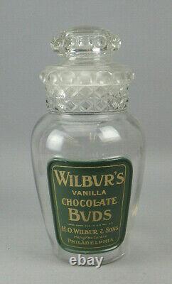 Antique Wilbur's Vanilla Chocolate Buds Philadelphia Glass Candy Store Jar