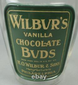 Antique Wilbur's Vanilla Chocolate Buds Philadelphia Glass Candy Store Jar
