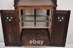 Antique Wood & Glass Counter Top Display County Store Pie Safe Display Cabinet