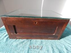 Antique Wooden Glass Table Top Display Case Detroit Show Case Co Silent Salesman