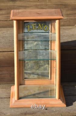 Antique ZENO GUM advertising Shelf General Store Display Case Cabinet w Mirror