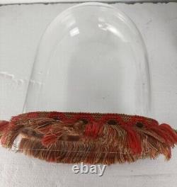 Antique bridal Victorian Oval Hand Blown Glass Dome Vieux Paris Madonna wreath g