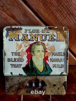 Antique c. 1900 Flor De Manuel Cast Iron & Glass Store Display Cigar Cutter