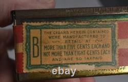 Antique cigar box unusual glass/tin store display pat 1914 tax stamp original