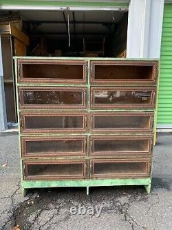 Antique country store cabinet display glass drawers with brass Vintage Shop