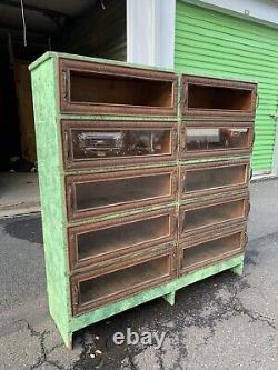 Antique country store cabinet display glass drawers with brass Vintage Shop