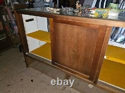 Antique oak and glass sales counter display case