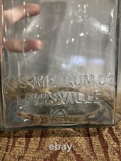 Antq KIS-ME GUM CO Candy Jar Glass Canister Store Counter Display 1900s