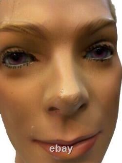 Art Deco French Mannequin Head 1920's Glass Eyes, Human Hair Store Display $695