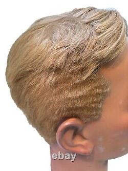 Art Deco French Mannequin Head 1920's Glass Eyes, Human Hair Store Display $695