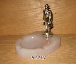 Art Deco Fuller Brush Figural Salesman Store Counter Display Slag Glass Ashtray