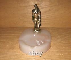 Art Deco Fuller Brush Figural Salesman Store Counter Display Slag Glass Ashtray