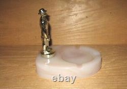 Art Deco Fuller Brush Figural Salesman Store Counter Display Slag Glass Ashtray