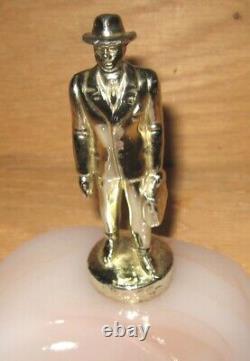 Art Deco Fuller Brush Figural Salesman Store Counter Display Slag Glass Ashtray