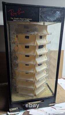 As-is Vintage Ray-Ban Sunglasses Retail Rotating Store Display Glass Case