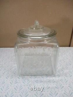 Authentic 1930s Planters MR PEANUT Embossed Glass Store Display Advertising Jar