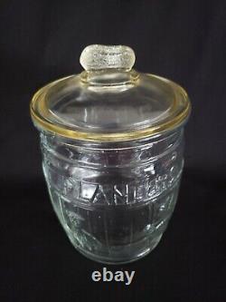 Authentic Vintage1930s Pressed Glass PLANTERS Peanuts Drug Store Display Jar