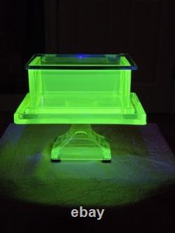 Awesome Clark's Teaberry Gum Yellow Uranium Glass Display Box with Embosed