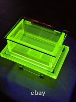 Awesome Clark's Teaberry Gum Yellow Uranium Glass Display Box with Embosed