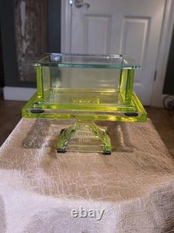 Awesome Clark's Teaberry Gum Yellow Uranium Glass Display Box with Embosed