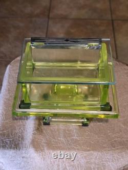 Awesome Clark's Teaberry Gum Yellow Uranium Glass Display Box with Embosed