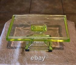 Awesome Clark's Teaberry Gum Yellow Uranium Glass Display Box with Embosed