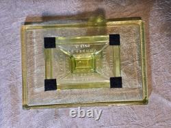 Awesome Clark's Teaberry Gum Yellow Uranium Glass Display Box with Embosed