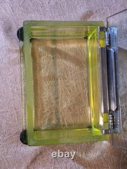 Awesome Clark's Teaberry Gum Yellow Uranium Glass Display Box with Embosed