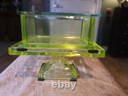 Awesome Clark's Teaberry Gum Yellow Uranium Glass Display Box with Embosed