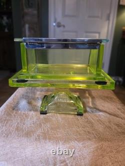 Awesome Clark's Teaberry Gum Yellow Uranium Glass Display Box with Embosed