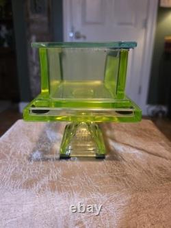 Awesome Clark's Teaberry Gum Yellow Uranium Glass Display Box with Embosed