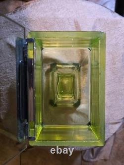Awesome Clark's Teaberry Gum Yellow Uranium Glass Display Box with Embosed