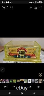 Awesome Clark's Teaberry Gum Yellow Uranium Glass Display Box with Embosed